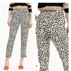 J. Crew Linen Blend Pants Size 12 Leopard Print